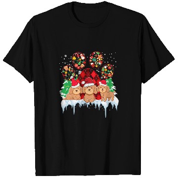Discover Poodle Pet Tee With Santa Paws Dog Paws Poodle Christmas Pattern T-Shirts