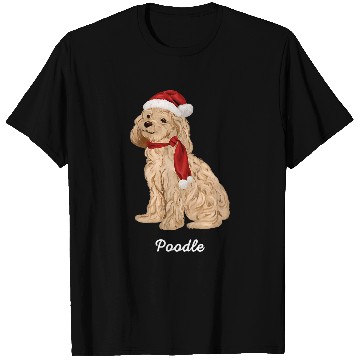 Discover Poodle Pet Toy Poodle Dog Christmas Santa Hat Cute Illustration T-Shirts