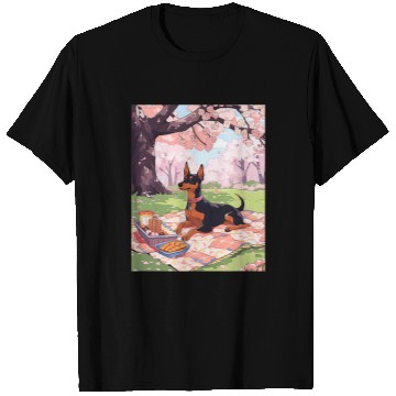 Discover Miniature Pinscher Pet Cherry Blossom Funny Dog Picnic T-Shirts