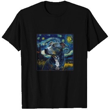 Discover Pitbull Pet Surrealism Starry Night Pit Bull dog 1 T-Shirts