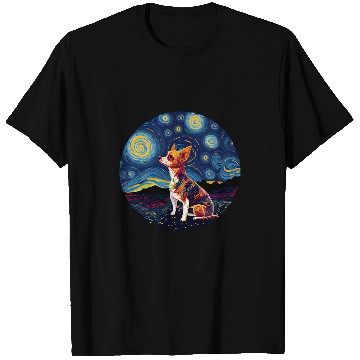 Discover Chihuahua Pet Red Chihuahua Starry Night Van Gogh Colorful T-Shirts