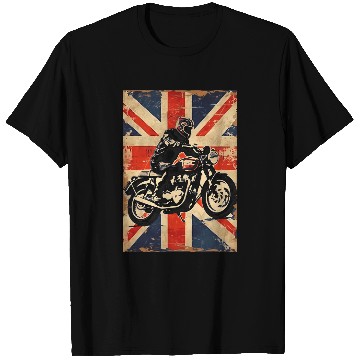Discover Retro UK Flag Motorcycle Biker on vintages Union Jack T-Shirts