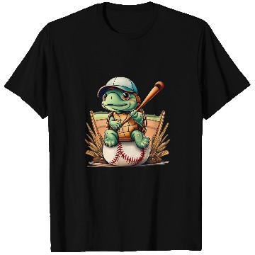 Discover Sport Baseball turtle cute drawing with baseball bat T-Shirts
