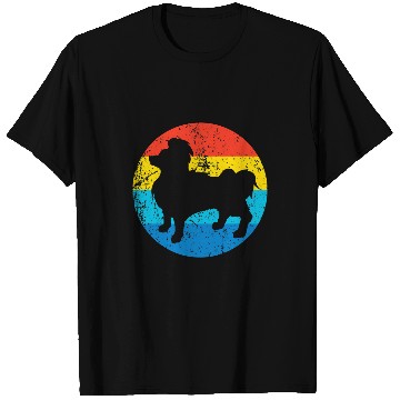 Discover Papillon Pet Breed Silhouette Retro 1970s Circle 3 T-Shirts