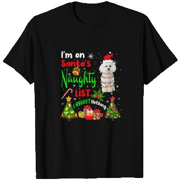 Discover Bichon Pet Frise Santa Bichon Frise Im On Santas Naughty List xmass Tree T-Shirts