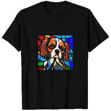 Discover Cavalier Pet King Charles Spaniel Stained Glass Pop Art 5 T-Shirts