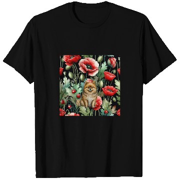 Discover Pomeranian Red Poppy Ladybug vintages Flowers T-Shirts