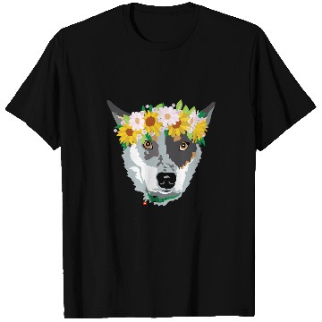Discover Heeler Pet adorable Blue Heeler Cattle Dog with flowers T-Shirts