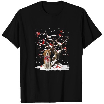 Discover Beagle Pet Scarf Cardinal Snow Christmas T-Shirts