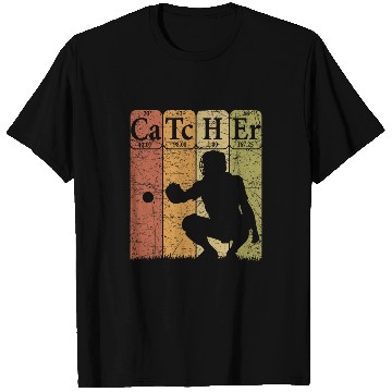 Discover Sport Baseball Periodic Table Elements Nerd Baseball Catcher Retro 22 T-Shirts