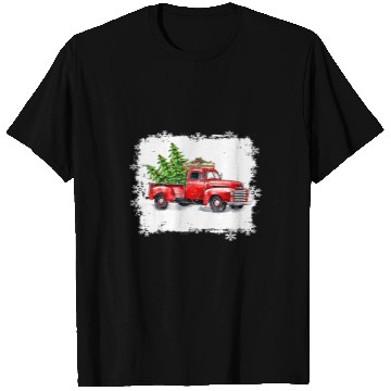 Discover Bleached vintages Wagon Christmas xmass Tree on Car Red Truck T-Shirts