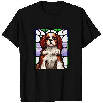 Discover Cavalier Pet King Charles Spaniel Stained Glass Pop Art 9 T-Shirts