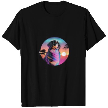 Discover Bernese Mountain Pet Synthwave 80s Retrowave Aesthetic T-Shirts