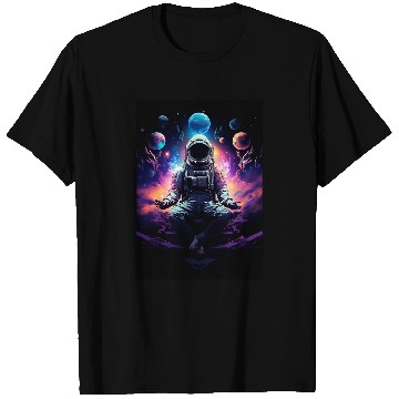 Discover Astronaut In Lotus Pose Holding Space Objects T-Shirts