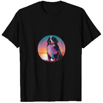 Discover Bernese Mountain Pet Synthwave 80s Retrowave Aesthetic 2 T-Shirts