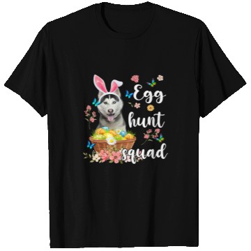 Discover Husky Pet Happy Easter Day Colorful Egg Hunt Squad T-Shirts