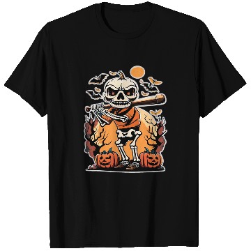Discover Sport Baseball Skeletons Halloween Men Boys Baseball Halloween 2 T-Shirts