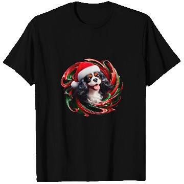 Discover Cavalier Pet King Charles Spaniel Dog Black White Christmas T-Shirts