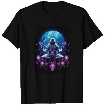 Discover Astronaut In Lotus Pose Holding Space Objects 3 T-Shirts
