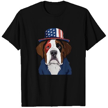 Discover Saint Bernard with USA Flag American Independence Day T-Shirts