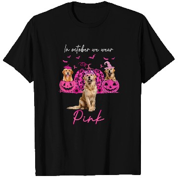 Discover Golden Retriever Pet In October We Wear Pink Halloween T-Shirts