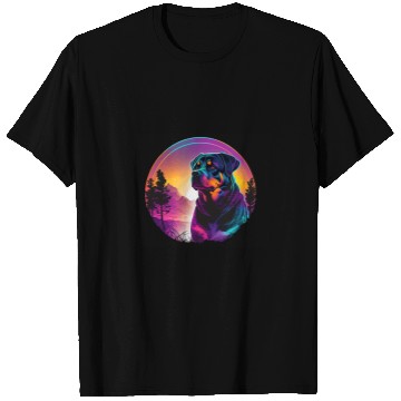 Discover Rottweiler Pet Synthwave 80s Retrowave Aesthetic T-Shirts