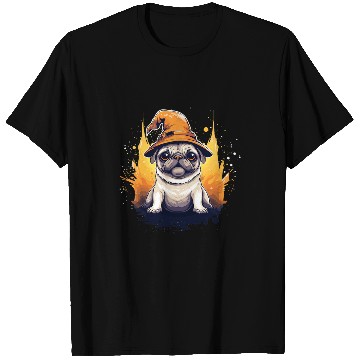 Discover Pug Pet Halloween Wizard Pug Pug with Wizard Hat Pug Witch T-Shirts
