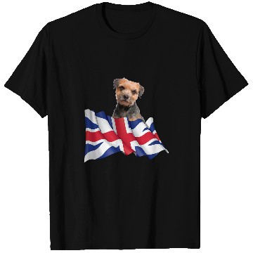 Discover Border Terrier Pet Union Jack Flag Dog T-Shirts
