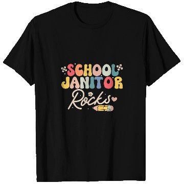 Discover School Janitor Rocks Funny Back to School Groovy T-Shirts