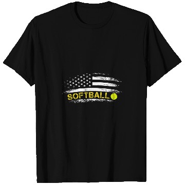 Discover Sport Softball Patriotic Softball Team American Flag T-Shirts