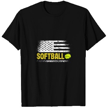 Discover Sport Softball Patriotic Softball Team American Flag 1 T-Shirts