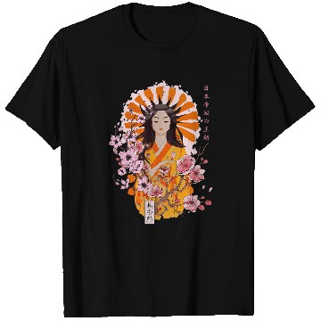 Discover Japanese Geisha Cherry Blossom Kimono Aesthetic T-Shirts