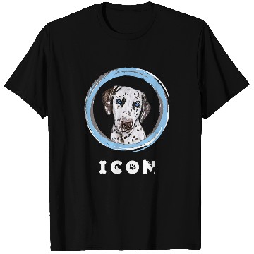 Discover Dalmatian Pet Face With Funny Icon Caption T-Shirts