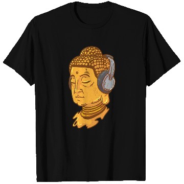Discover Buddha Headphone Buddhist Monk DJ T-Shirts