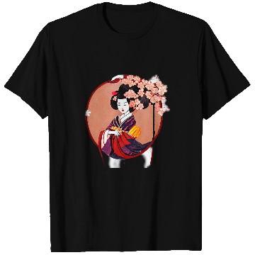 Discover Japanese Geisha cherry blossom flowers classical art T-Shirts