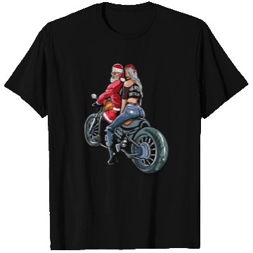 Discover Santa And Mrs Claus Motorcycle Gift Christmas Biker 21 T-Shirts