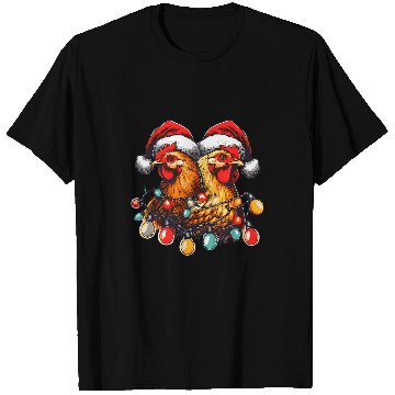 Discover Funny Christmas Chickens xmass Hat Light Chicken Lover Farm 21 T-Shirts