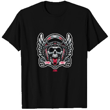 Discover Skull Rebel Motorcycle Skeletons Biker Graphic Design T-Shirts