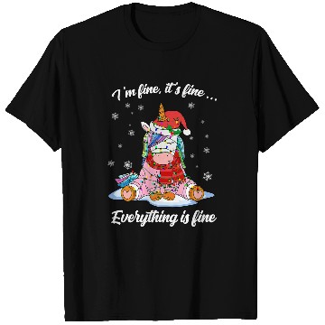 Discover Unicorn Pet Christmas Lights Unicorn Im Fine Everything Is Fine Ugly T-Shirts