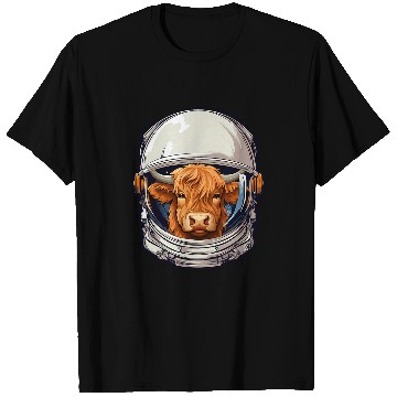 Discover Space Astronaut Highland Cow T-Shirts