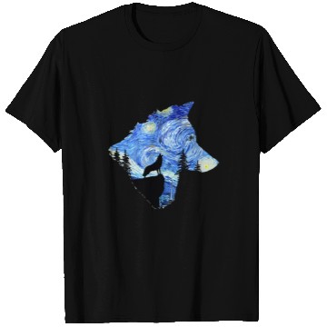 Discover Coyote Mammal Starry Night wolfs by Vincent van Gogh Famous Painting T-Shirts