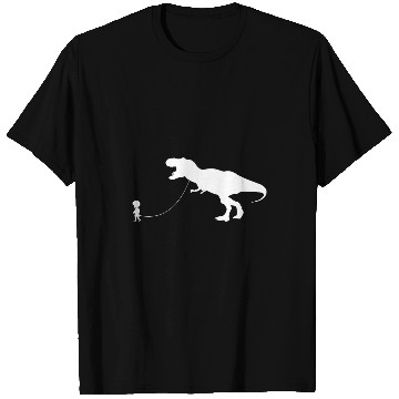 Discover Dinosaur Pet Boy Walking A TRex Dinosaur Pet Tyrannosaurus Rex T-Shirts