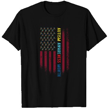Discover Autism Puzzle American Advocacy Campaign Flag Autism Awareness Month T-Shirts