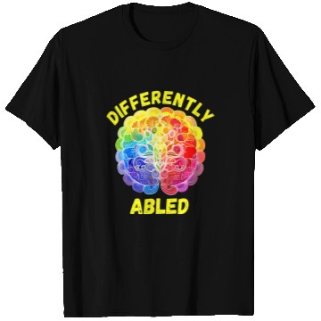 Discover Autism Puzzle Differently Abled NeuroDiversity Autism Rainbow Brain Art T-Shirts