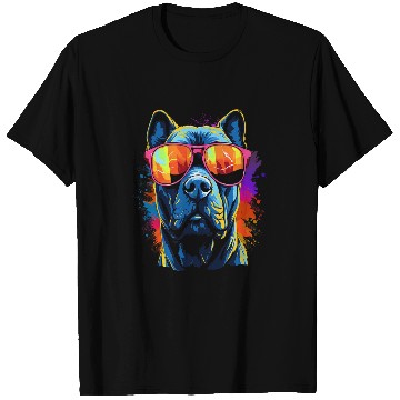Discover Pitbull Pet Tough Cool Neon Pitbull Puppy Love Dog wearing Sun Glasses 5 T-Shirts