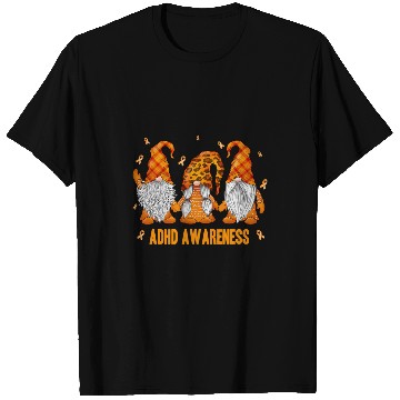 Discover ADHD Ribbon Leopard Plaid Gnomies Orange Ribbon ADHD Awareness T-Shirts