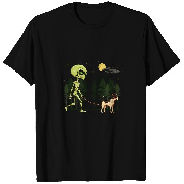 Discover Funny Rat Terrier Alien Walking UFO Pet Dog Mom Dad T-Shirts