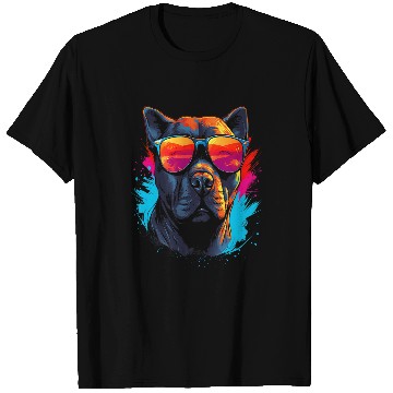 Discover Tough Cool Neon Pitbull Puppy Love Dog wearing Sun Glasses 1 T-Shirts