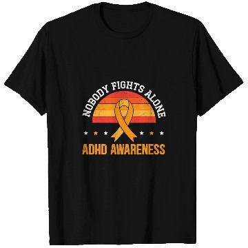 Discover ADHD Ribbon No Body Fights Alone ADHD Awareness Neurodiversity 21 T-Shirts