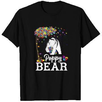 Discover Autism Puzzle Awareness Poppy Bear Support T-Shirts